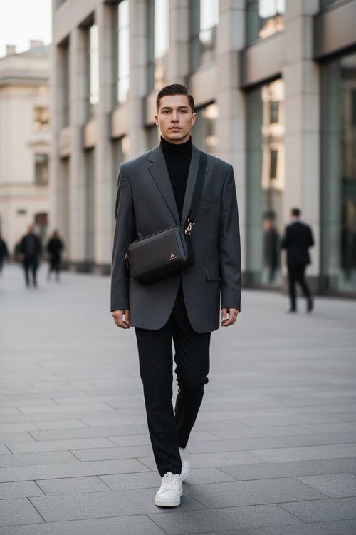 Person wearing The Boxy crossbody sling bag by Alluchi